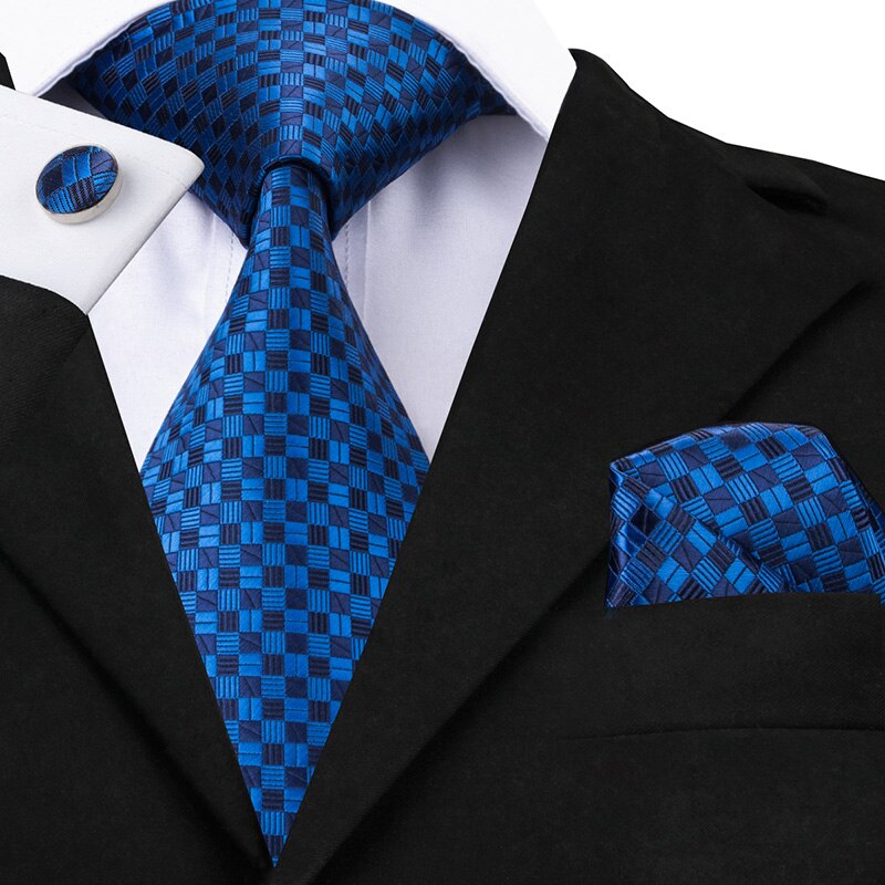 Hi-Tie, nueva corbata gris clásica para hombres, tela de seda Jacquard, juego de gemelos y pañuelo tejido para hombres, de , corbatas de seda SN-1466