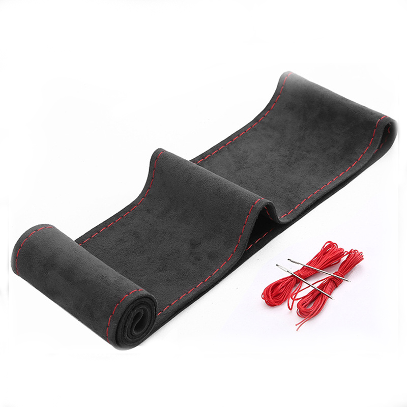 Suede Steering Wheel Cover For Car Universal 38cm Braided Protection Leather Anti Slip Interior Parts: Orange