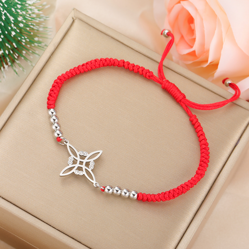 Dawapara – Bracelet à breloques avec nœud de sorcière pour femmes, amulette de Protection des nœuds celtiques, chaîne de perles en acier inoxydable, bijoux Wiccan de sorcellerie: Plaqué or antique