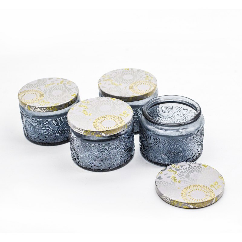 4Pcs Glas Container Potten Voor Kaarsen Maken Materiaal Lege Kaars Jar Kit Kleurrijke Kaars Maken Levert Accessoires: 4pcs grey