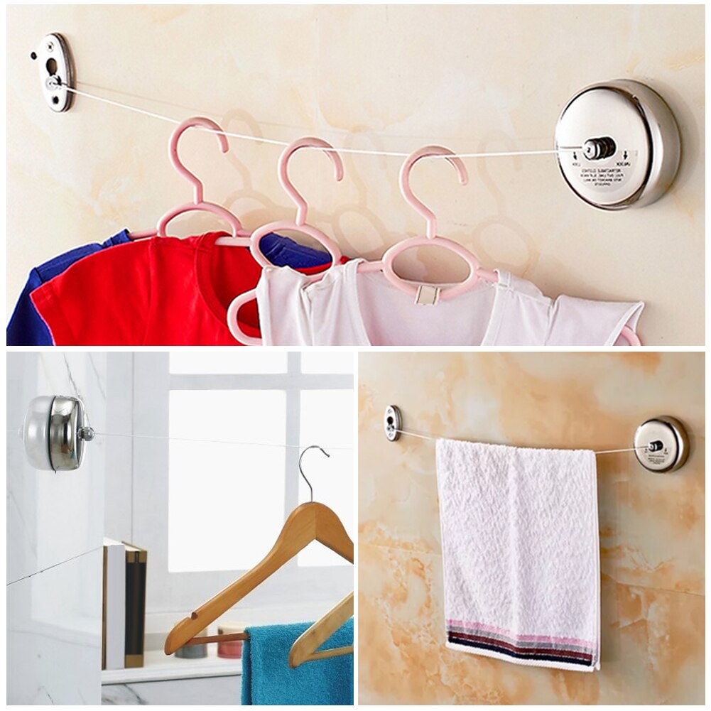 Invisible Clothes Hangers Adjustable Wall Mounted Clothes Drying Rack Clothesline Laundry Storage Tool for Indoor/Outdoor