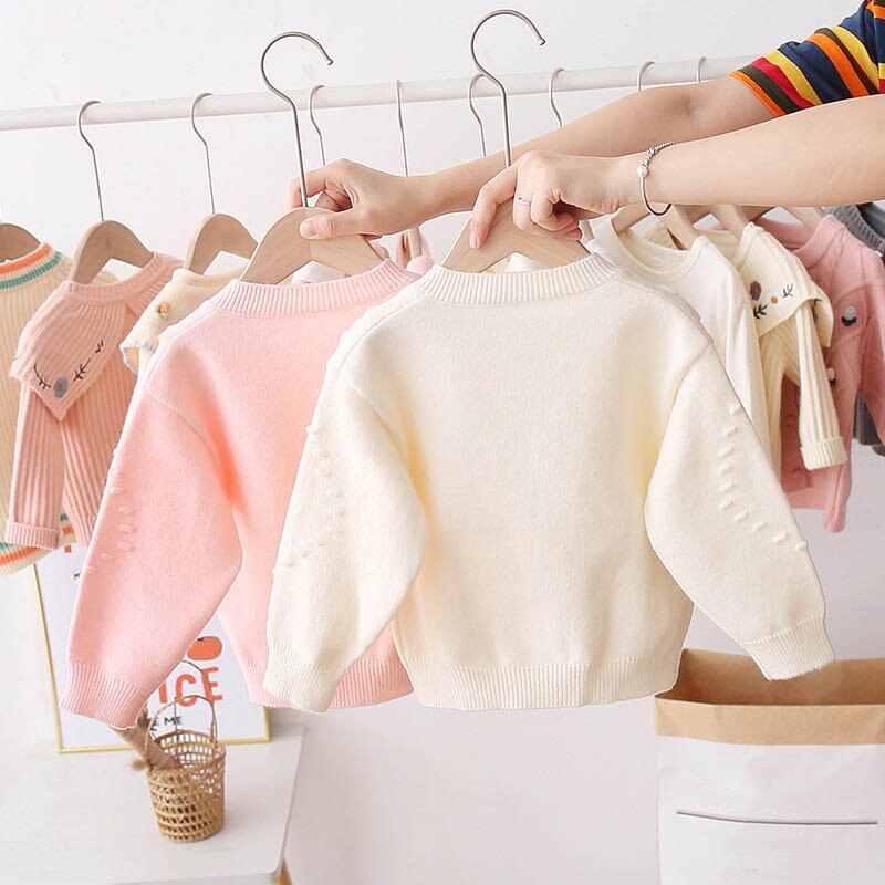 Baby Meisje Kleding Herfst Truien Ronde Hals Borduren Bloemen Baby Kleding Vest Trui Jas Kinderkleding