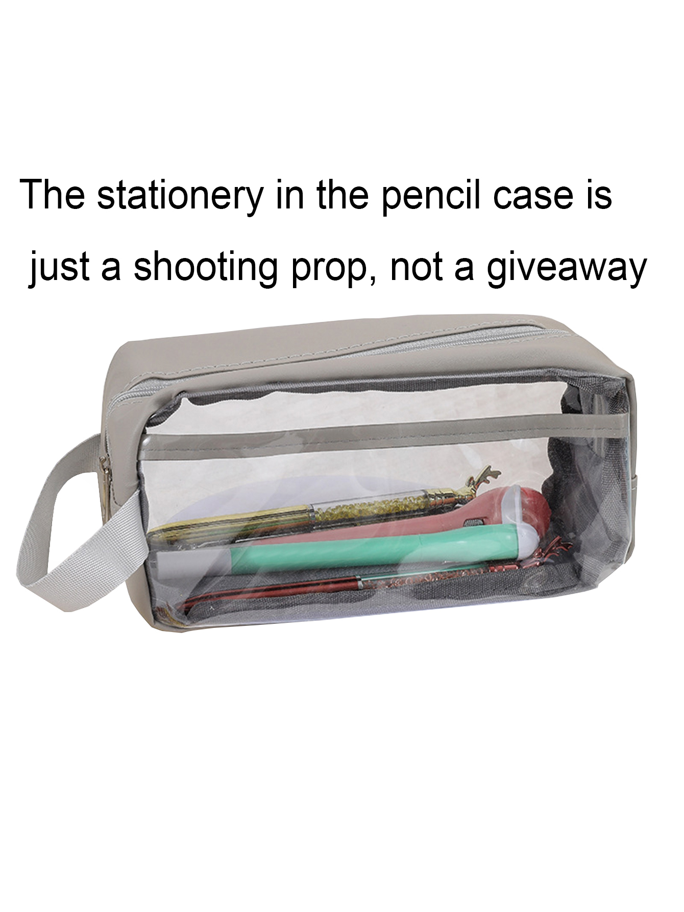 1 szt. piórnik w kształcie makaronika, przezroczysty, wodoodporny piórnik, stylowe i przenośne przybory szkolne, niezbędne przed rozpoczęciem roku szkolnego: Ciemnoszary