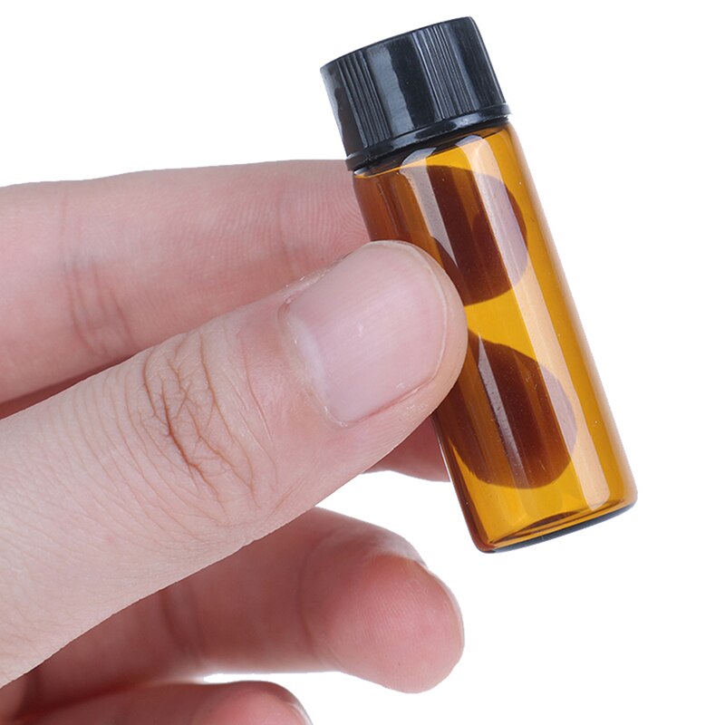 1ml Universal Mini Amber Empty Glass Essential Oil Bottle Perfume Sample Vial With Orifice Reducer Cap Container 10Pcs
