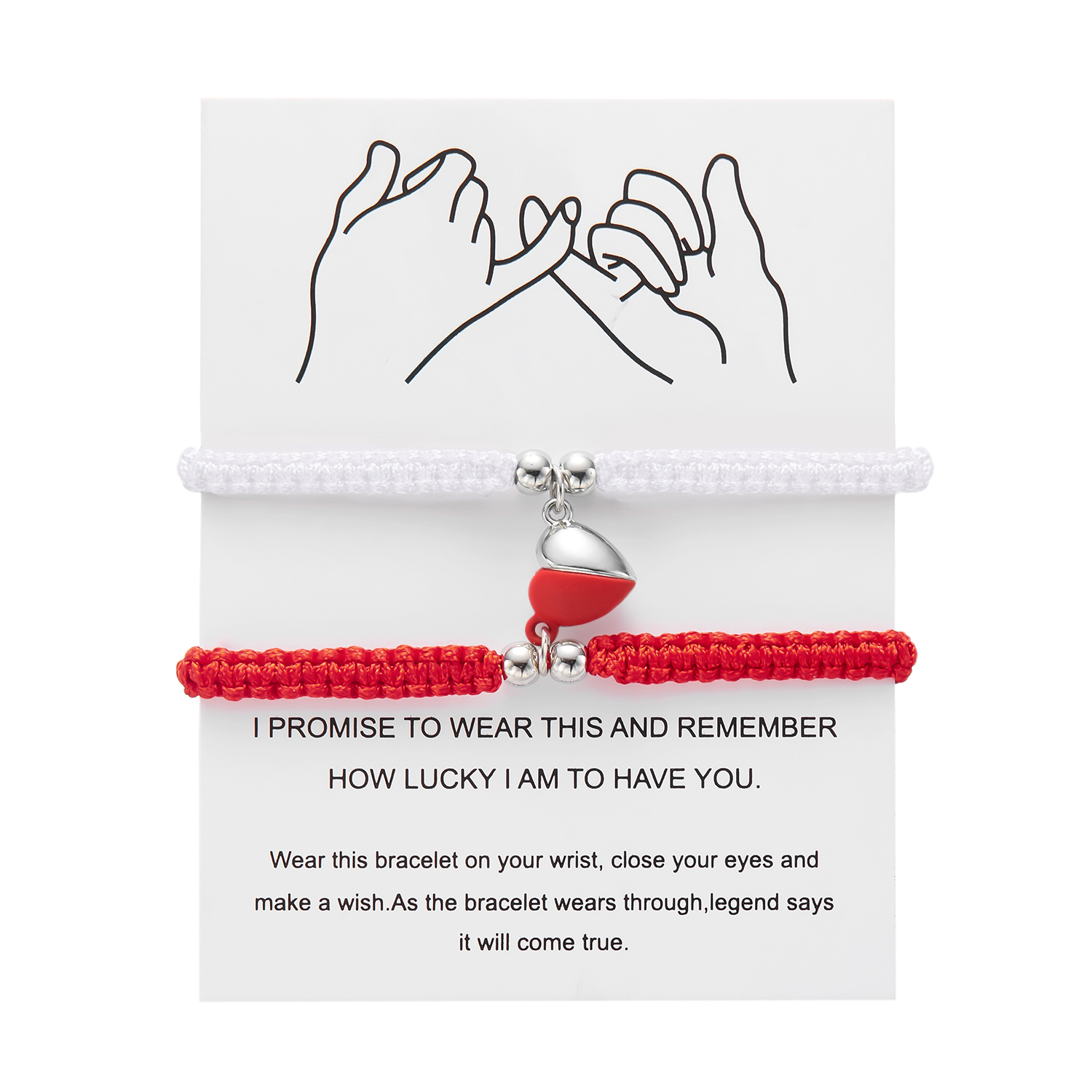 Pulsera con imán de corazón hecha a mano para mujeres y hombres, pulsera trenzada ajustable a la para parejas, conjuntos de joyería de amistad Bestie para amantes: Imitación Chapado en Rodio