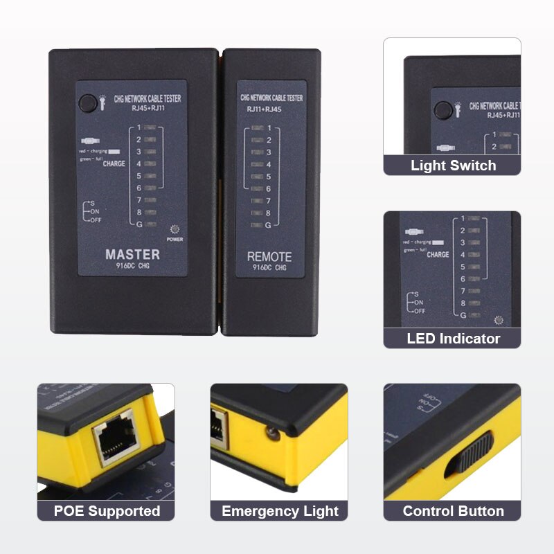 Zoerax Wiederaufladbare Netzwerk Kabel Tester RJ45 RJ11RJ12 Netzwerk LAN Ethernet RJ45 Kabel Tester LAN Vernetzung Werkzeug netzwerk Reparatur