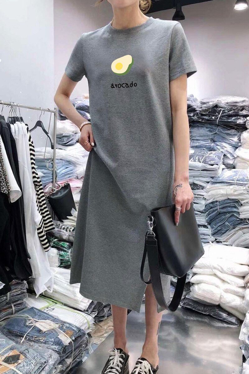 Korte Mouwen Student Netto Rode Jurk Over-De-Knie T-shirt Rok Buik Die Grote Maat mid-Lengte Mode Polyester