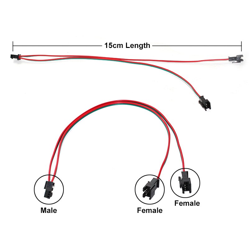 15cm 2pin 3pin 4pin 5pin SM LED Connector Extension Splitter Cable Male to Female Plug Wire for CCT RGB WS2812B LED Strip Light