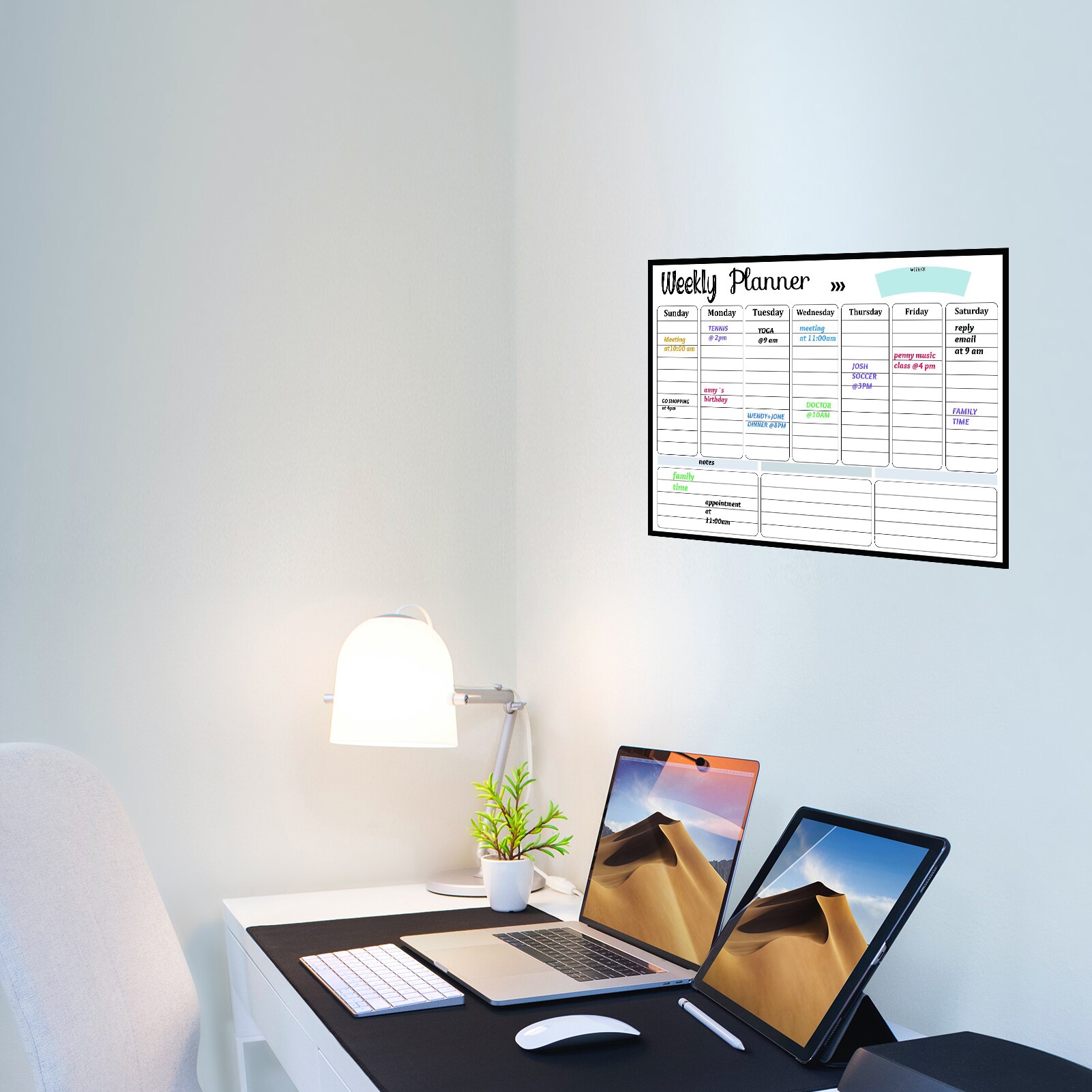 Dry Erase Calendar Whiteboard Fridge Magnet Flexible Daily Message Stickers for Weekly Organizer Schedule Planner To Do List