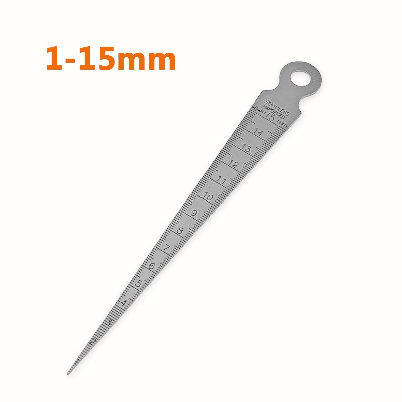 SONGJIATE stainless steel gap ruler straight steel ruler tapered ruler aperture gauge: 1-15mm