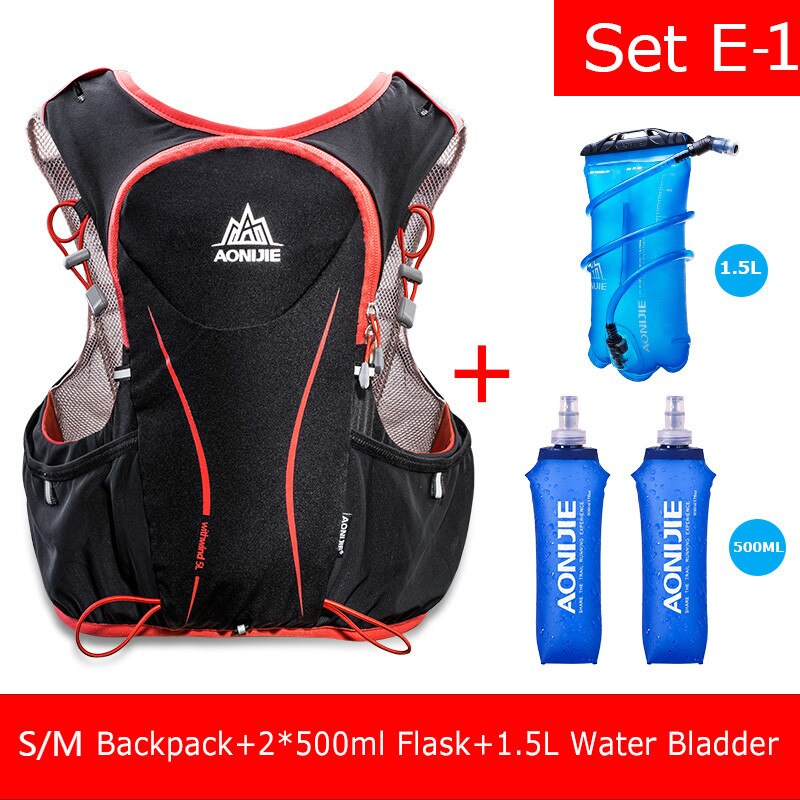 AONIJIE E906 Hydration Pack Backpack Rucksack Bag Vest Harness Water Bladder Hiking Camping Running Marathon Race Sports 5L: E906 Set E-1