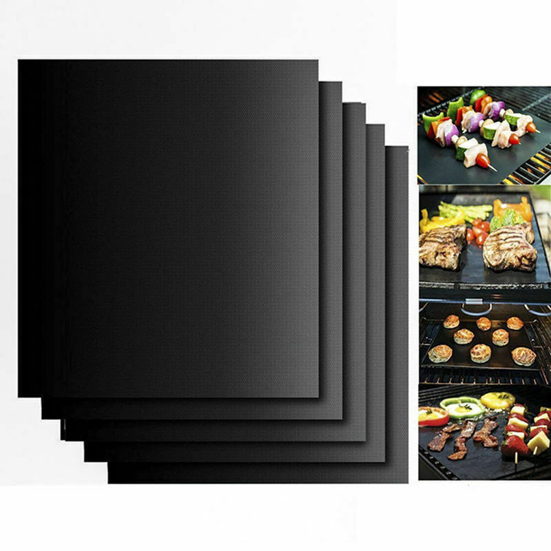 Non Stick Koekenpan Liner Sheet Temperatuur Weerstaan Bbq Pan Voedsel Coaster Pad Geen Steken Zwart Mat Bak Vlees Pads