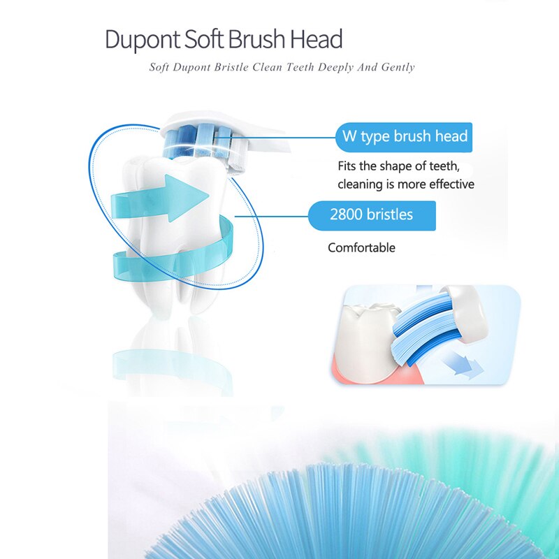 Sonic cabeças de escova de dentes elétrica ipx7 à prova dwaterproof água 6 modos carregamento usb recarregável dupont cerdas desconto adulto para mulher