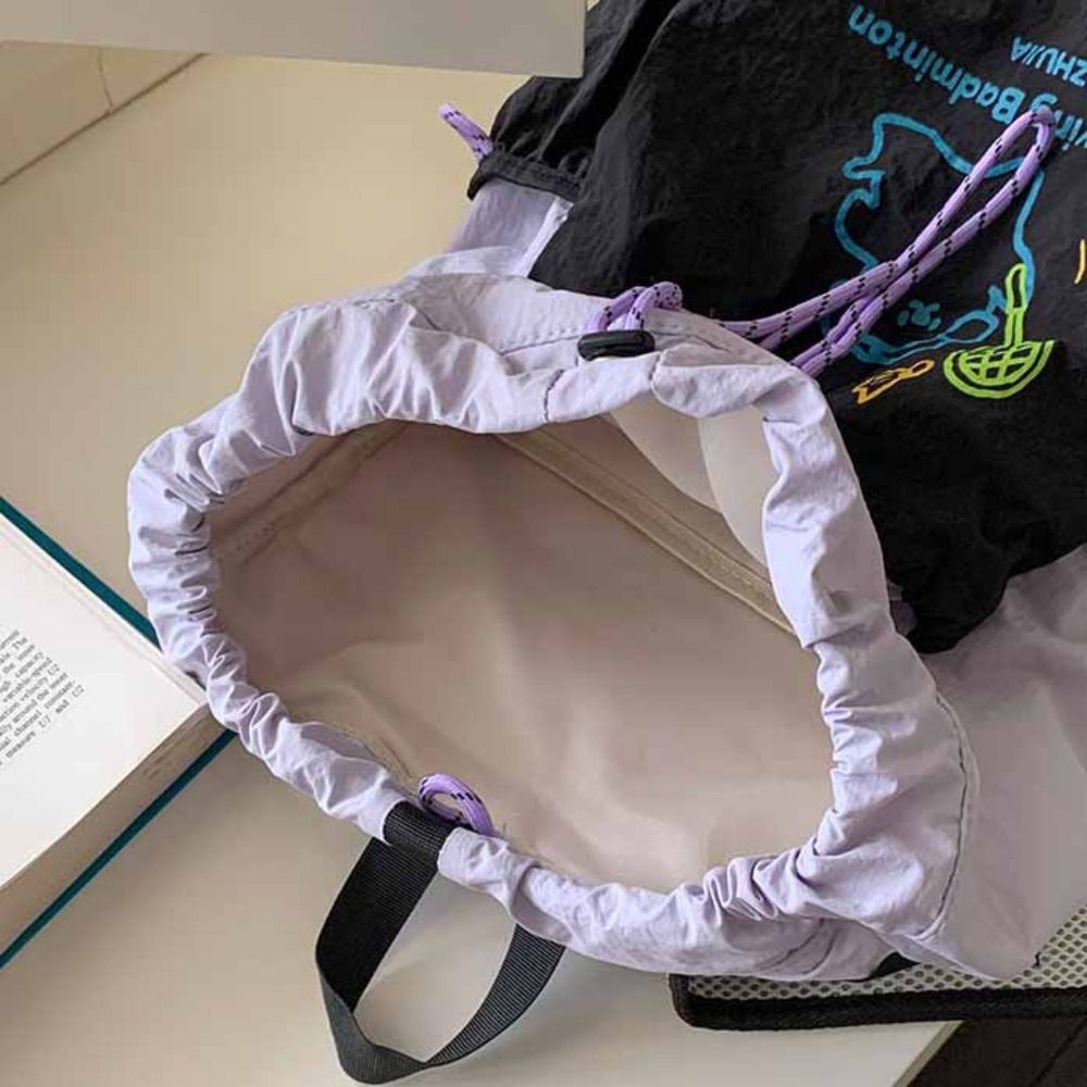 Cartoon Puppy Sport Racket Storage Backpack Lightweight Nylon Fitness Shoulder Bag Badminton Tennis Drawstring Fitness Bag