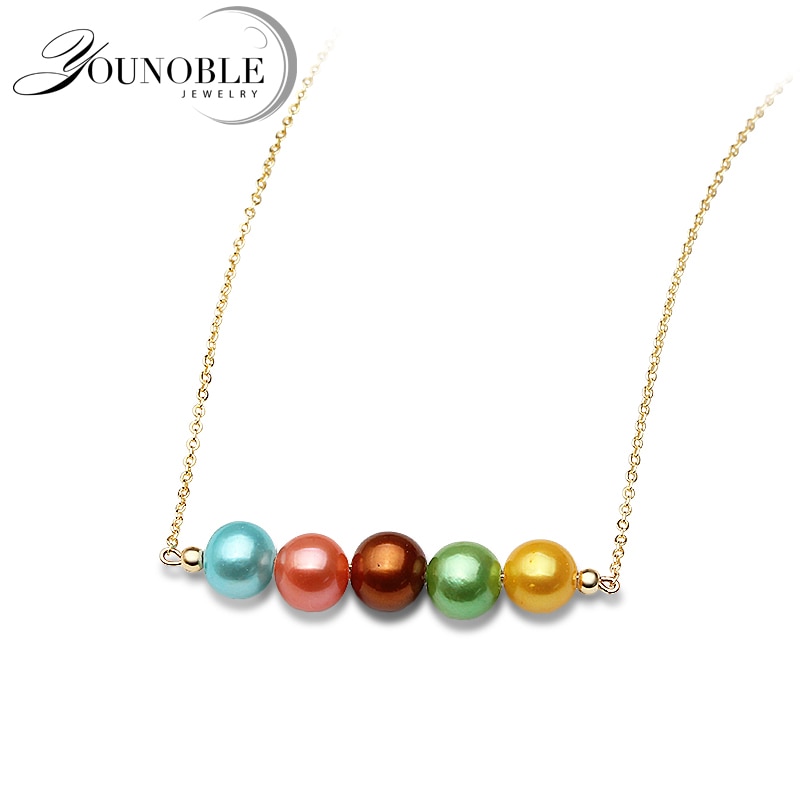 Real 925 Sterling Silver Pendant Women,Wedding Natural Freshwater Round Pearl Necklace Anniversary: Color