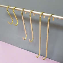 Gancho de ganchillo para colgar la puerta o la pared, accesorios de decoración del hogar, gancho largo S para tienda de ropa, colgador plano dorado, estante de exhibición
