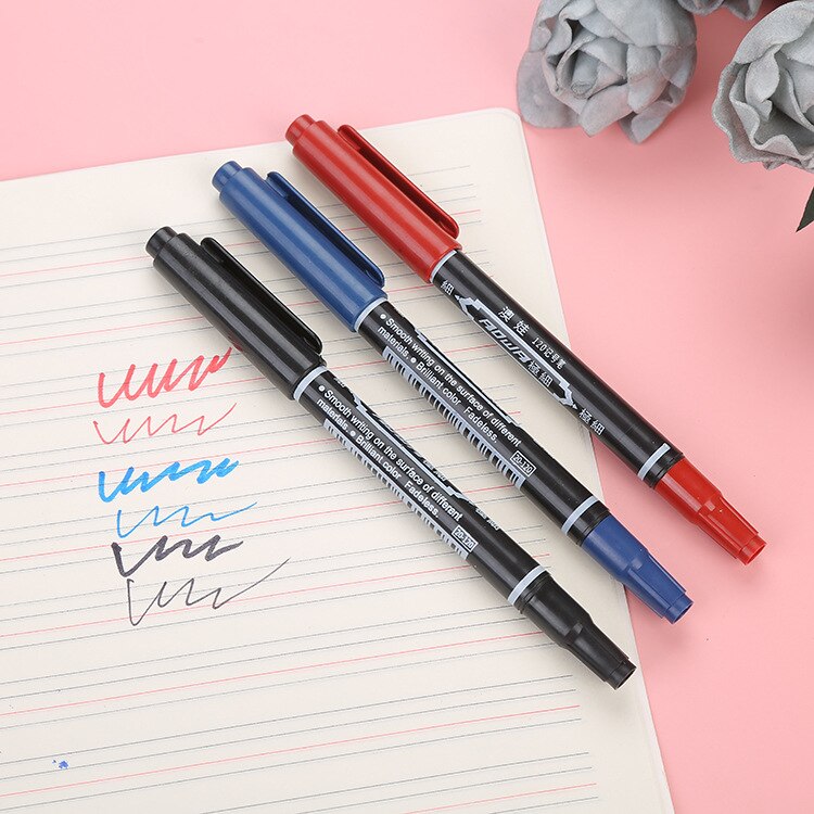 10 Pcs Waterbasis Markeerstift Creatieve Kantoor Accessoires Schilderen Haak Lijn Markering Pen Drie Kleuren Briefpapier Voor School