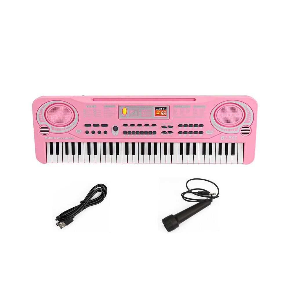 61 Keys Digital Music Electronic Piano Keyboard Piano Kids Multifunctional Electric Piano with Microphone Function for Beginners: Type C USB