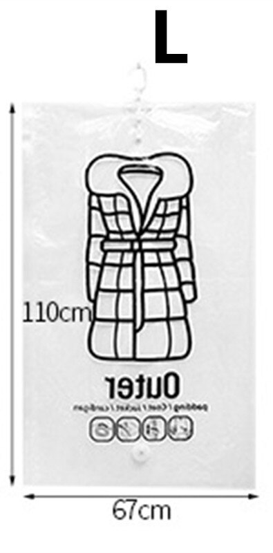 Sparen Raum Hängen Vakuum Beutel Für Kleidung Kleid Anti-staub Kleiderschrank Lagerung Tasche Dichtung Kompression Veranstalter Mit Aufhänger: L  110cmx67cm