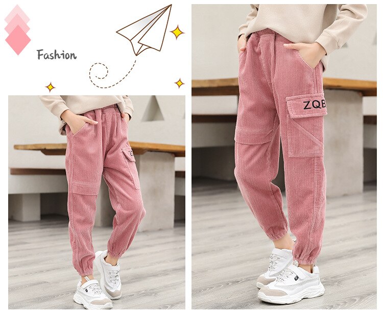Kinderen Broek Winter Corduroy Broek voor Meisje 5 6 7 8 9 10 11 Jaar Kinderen Broek Plus fluwelen Dikker Harembroek: Roze / 7T