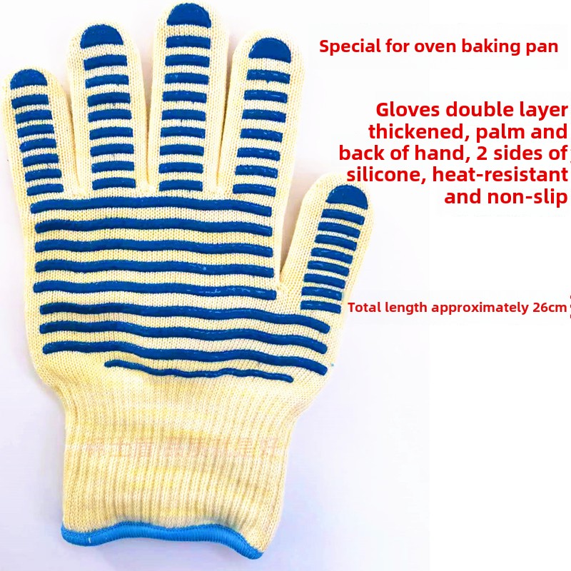 Kevlar aramid high temperature resistant, anti-scalding and anti-cutting, wear-resistant, non-slip wrist guard gloves: Rose Red