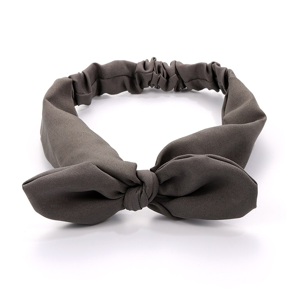 Buet pandebånd til kvinder elastisk ensfarvet turban hovedbind vintage kanin ører hårbånd damer knudet hoved wrap: 03