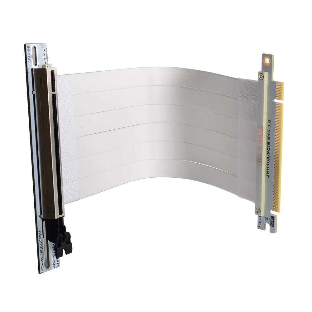 White PCIe Riser Cable, 3.0 x16 PCI Express Riser Extender, 90 Degree GUP Riser Cable for Graphics Card Vertical Mount Updated