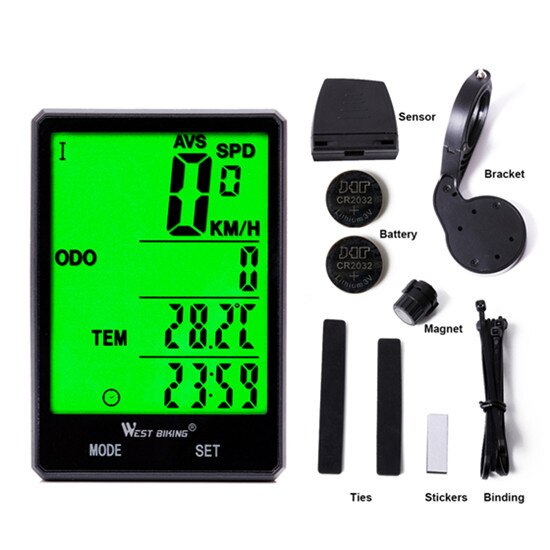 Mountainbike accessoires draadloze codemeter groot scherm engels waterdichte lichtgevende snelheidsmeter snelheidsmeter: Engels draadloos