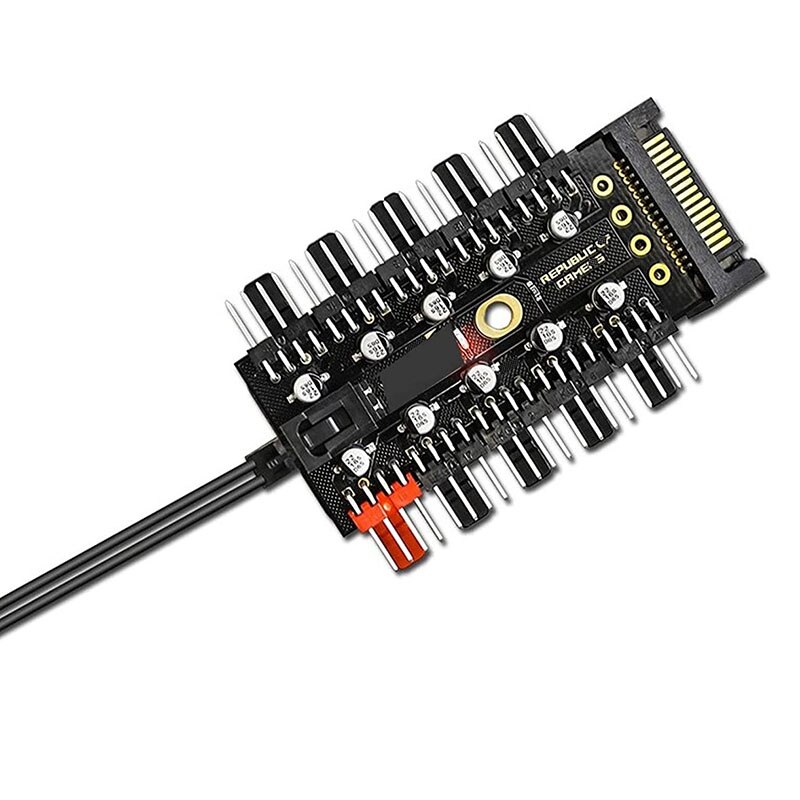2Pcs Fan Hub CPU Heat Sink 10-Port 12V SATA to Fan Header with 4Pin PWM Controller PSU Dedicated Power Supply Connection