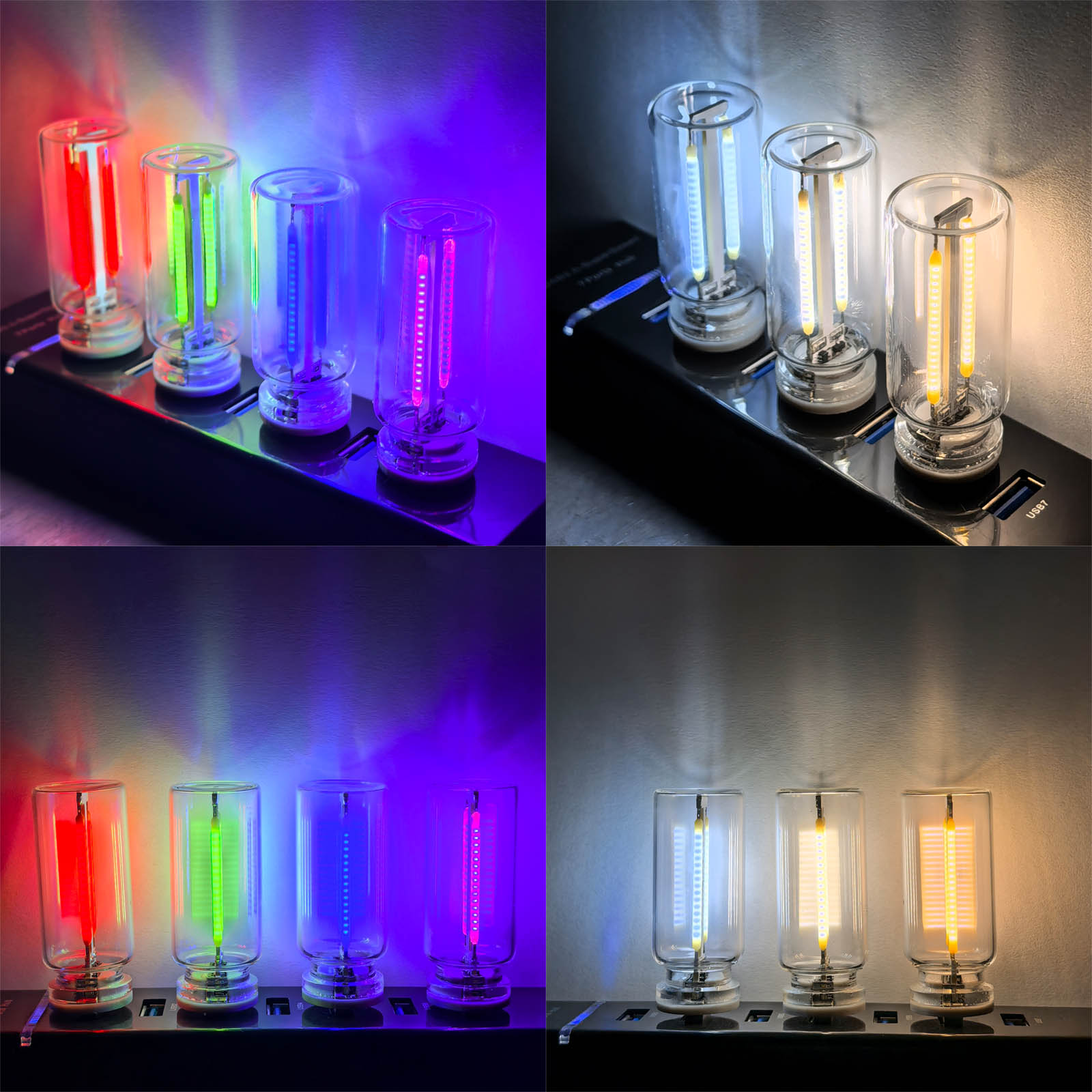 Bombilla LED de filamento USB Retro, luz nocturna con atenuación táctil, luz de ambiente para coche, luz de ambiente para dormitorio, mesita de noche, ahorro de energía, luz nocturna para dormir