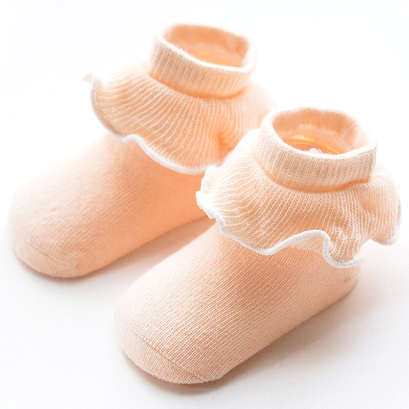 Estilo coreano primavera princesa rendas bebê meninas meias bonito algodão desossado da criança anti-deslizamento meias para a menina verão curto meias: Pink