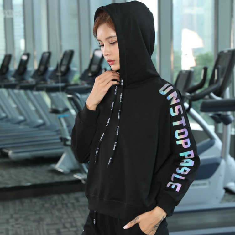 Women's Sport Sweater - Hooded Outdoor Running Pullover - Breathable Cotton Polyester Blend