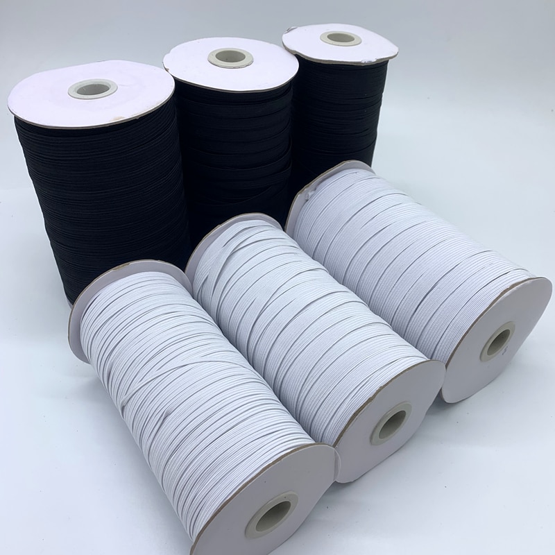 3/5/6/8/12mm, 100/200 yardas, cinta elástica de costura de alta elasticidad, banda elástica de Spandex, cinta de ajuste de tela de coser bricolaje, accesorios de ropa