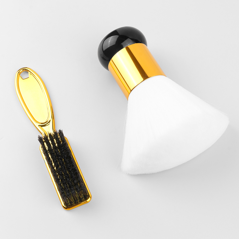 Soft Bristle Cleaning Brush Barber Shop Plastic Handle Vintage Neck Brush For Salon Hairstyling Tools Broken Hair Removal Tools: Gold