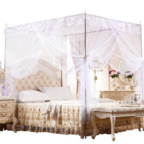 Rectangular 3 Sides Opening Mosquito Net Mesh Bed Canopy Insect Protection Tent: White / 180 200cm