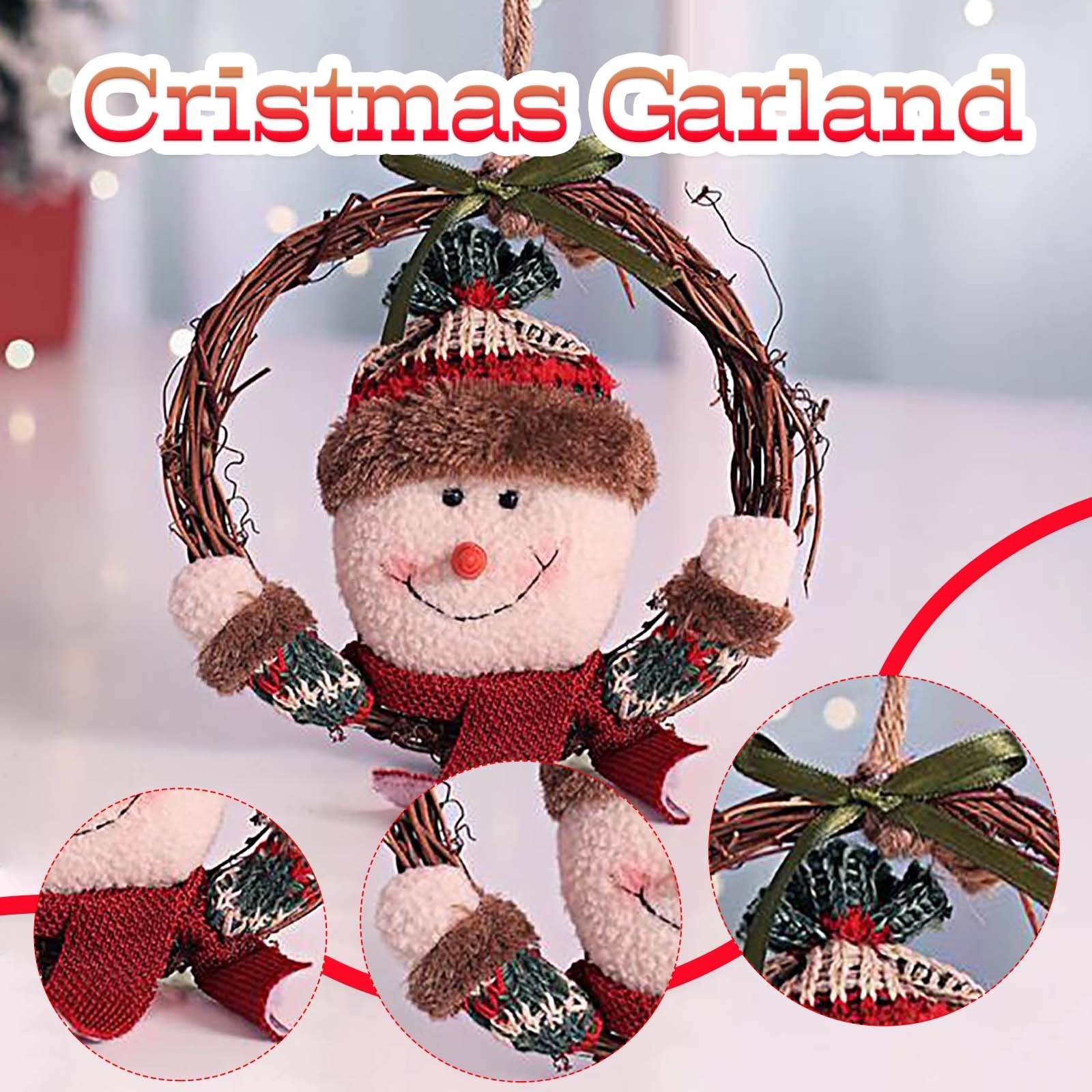 Navidad Kerst Decoratie Kerstman Sneeuwpop Krans Rotan Krans Mode Feestelijke Kerst Decoratie Voor Thuis Navidad