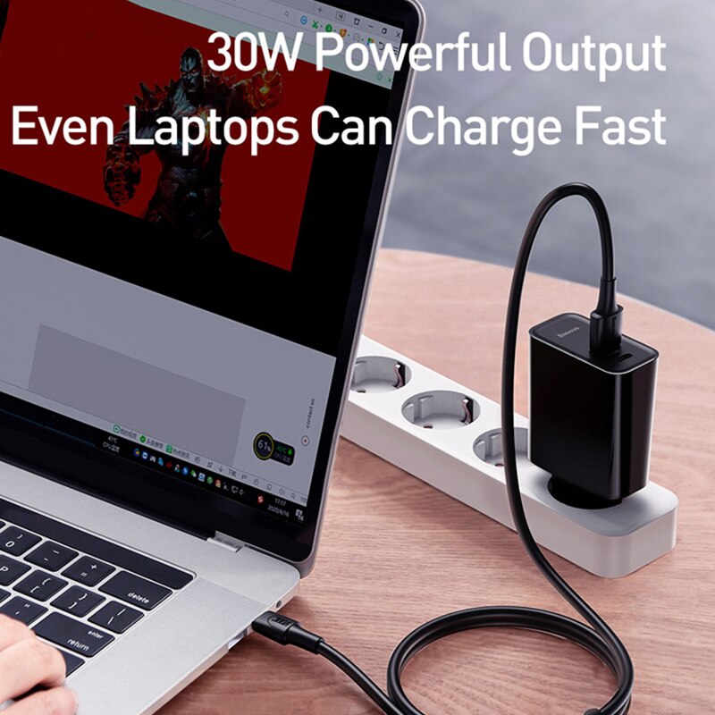 Baseus 30W Usb Charger Ondersteuning Vooc Flash Opladen QC3.0 Pd 3.0 Fast Charger Met 5A Type C Naar Usb kabel ForR17 Pro Forxiaomi