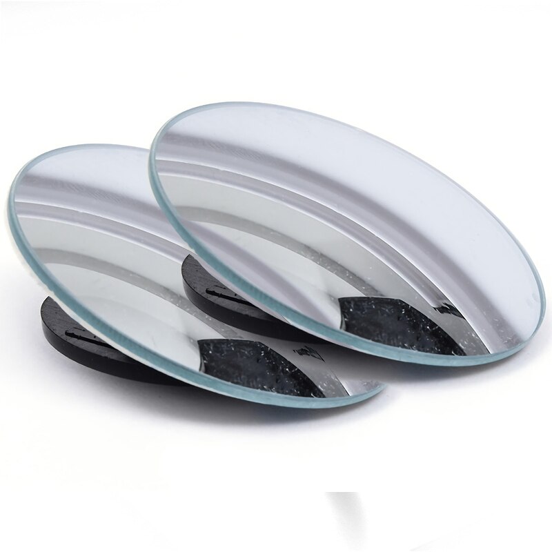 2PCS Car Round Frame Convex Blind Spot Mirror 360 Degree Adjustable Wide-angle Clear Rearview Auxiliary Mirror Driving Safety: Frameless