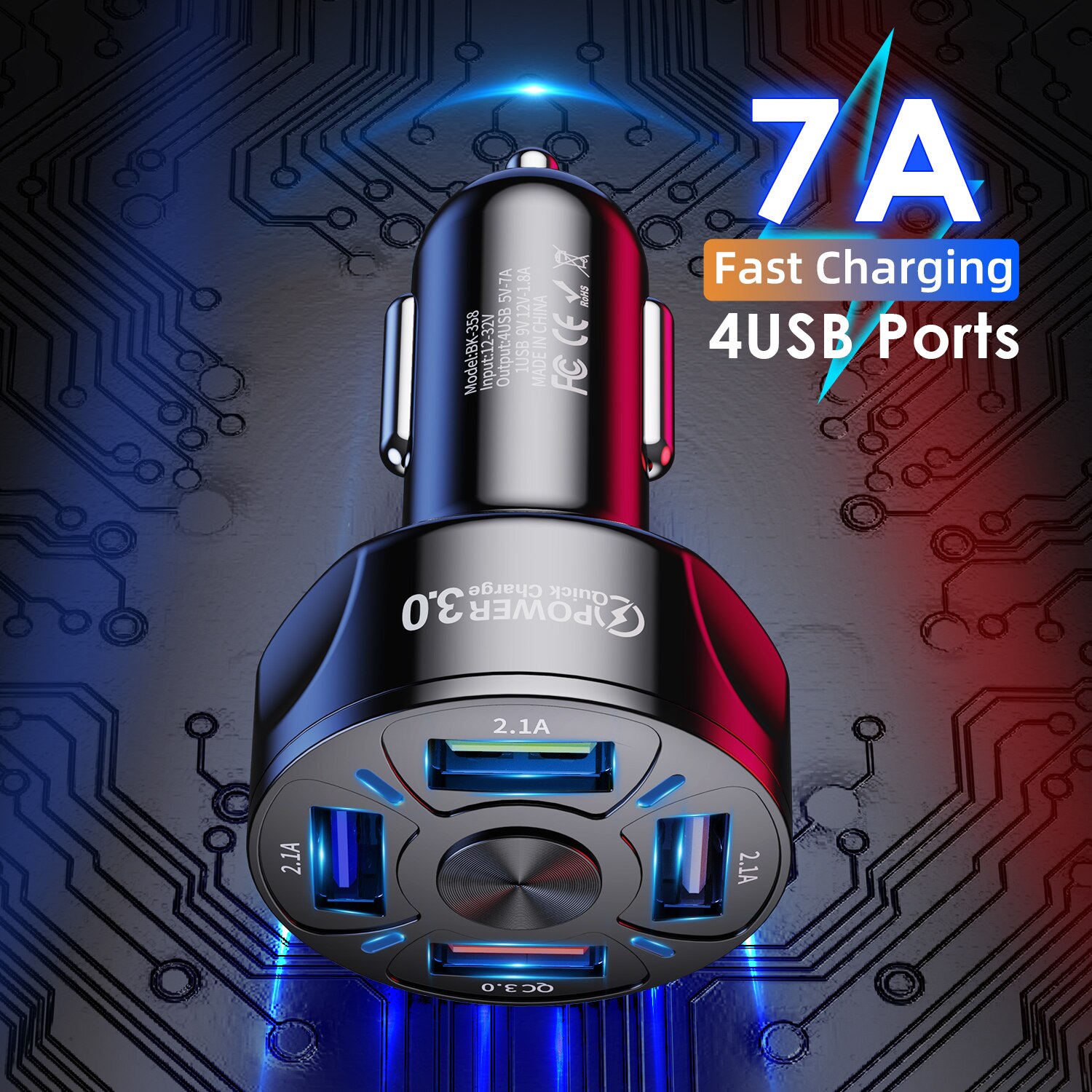 Cigarette lighter car charger smartphone usb adapter mobile phone charger fast charging charger 60w carregador 48WYandex station