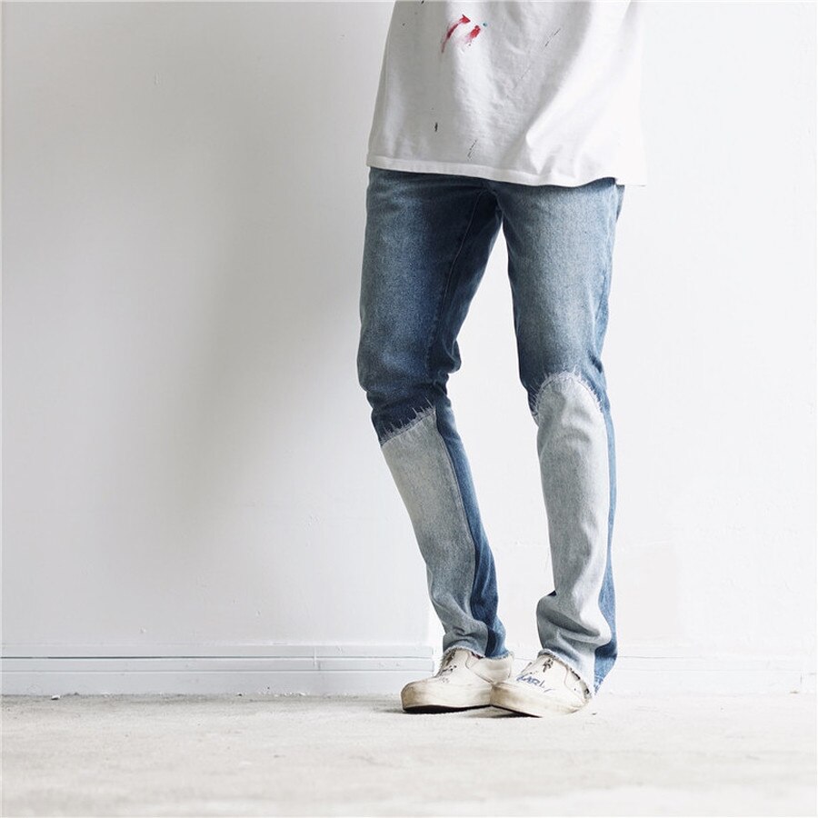 Gallery dept jeans heren dames denim broek vintage patchwork gewassen cowboy button slim fit jeans herenkleding streetwear