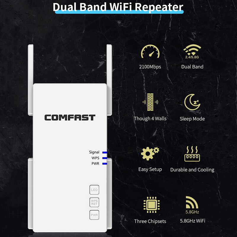 Comfast AC2100 Smart Gigabit Wireless Wifi Router Wi-fi Repeater 5G Full Coverage Wi fi Extender With 4 High Gain Antennas Wider