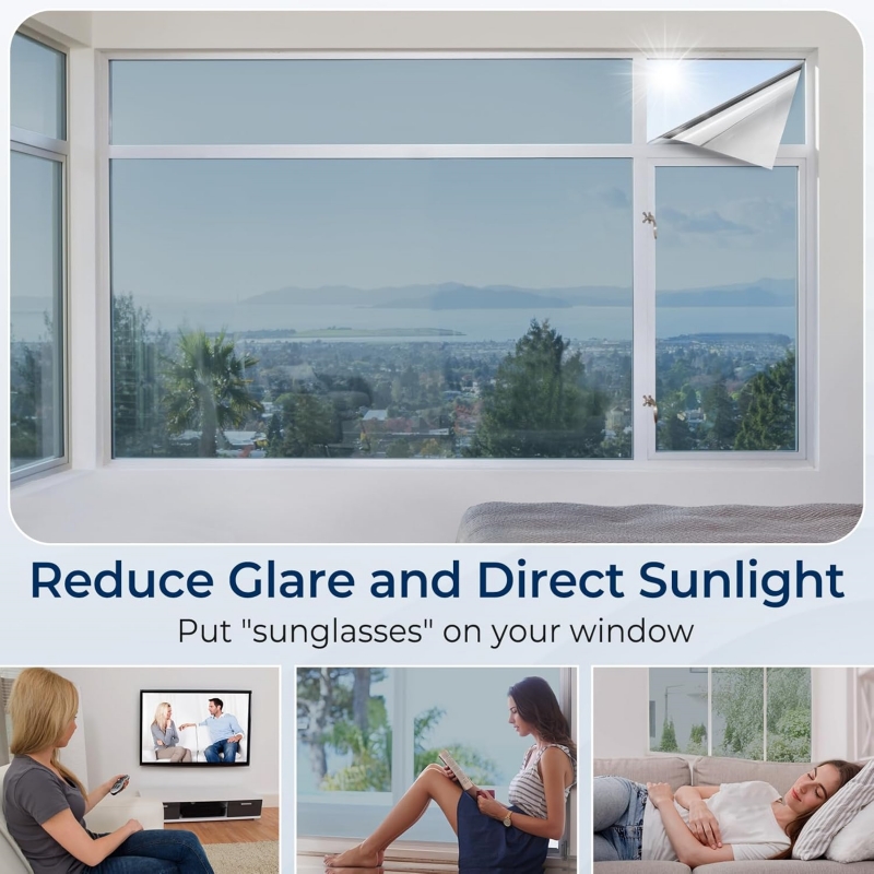 Window Film Mirror Effect One Way Vision Privacy Protection Anti-UV Rejection Building Sticker Solar Protection Window Tint