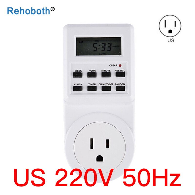 Elektronisk digital timer kontakt stik 24 timer cyklisk eu uk au us br fr stik køkken timer udtag programmerbart tidsindtag: Os   ac220v