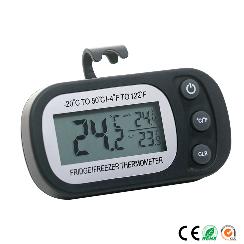 Mode Vriezer Thermometer Met Haak Waterdichte Lcd Digitale Display Koelkast Thermometers Functie Voor Thuis Koelkast Voor: Black