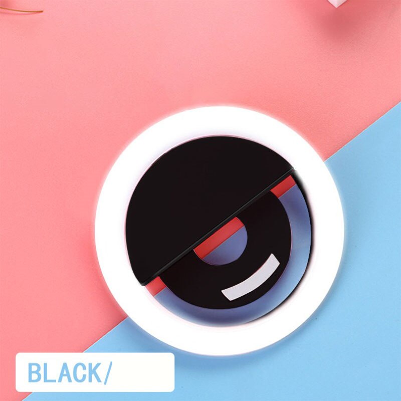 Selfie Led anillo de luz novedad maquillaje iluminación lámpara selfi Led teléfonos móviles foto luz de noche Led espejo señal de neón Selfie anillo: Black