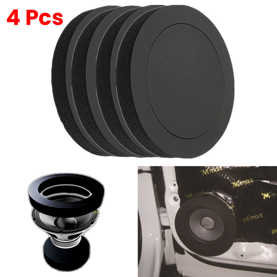 4PCS 6.5 Inch Car Universal Speaker Insulation Ring Soundproof Cotton Pad Bass Door Trim Sound Audio Speakers Self Adhesive