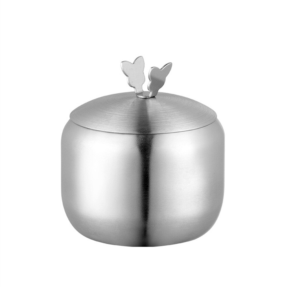Rostfritt stål shaker och peppar shaker med lock och sked kryddor gryta socker skål salt kök arrangör förvaringsverktyg: A