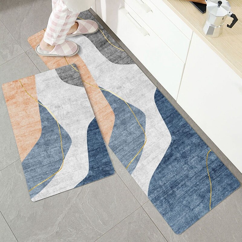 Waterdichte Vloermat Keuken Gradiënt Kleur Ontwerp Print Keuken Mat 2 Stks Keuken Tapijt Set Keukenmatten Set Amandelbloesem