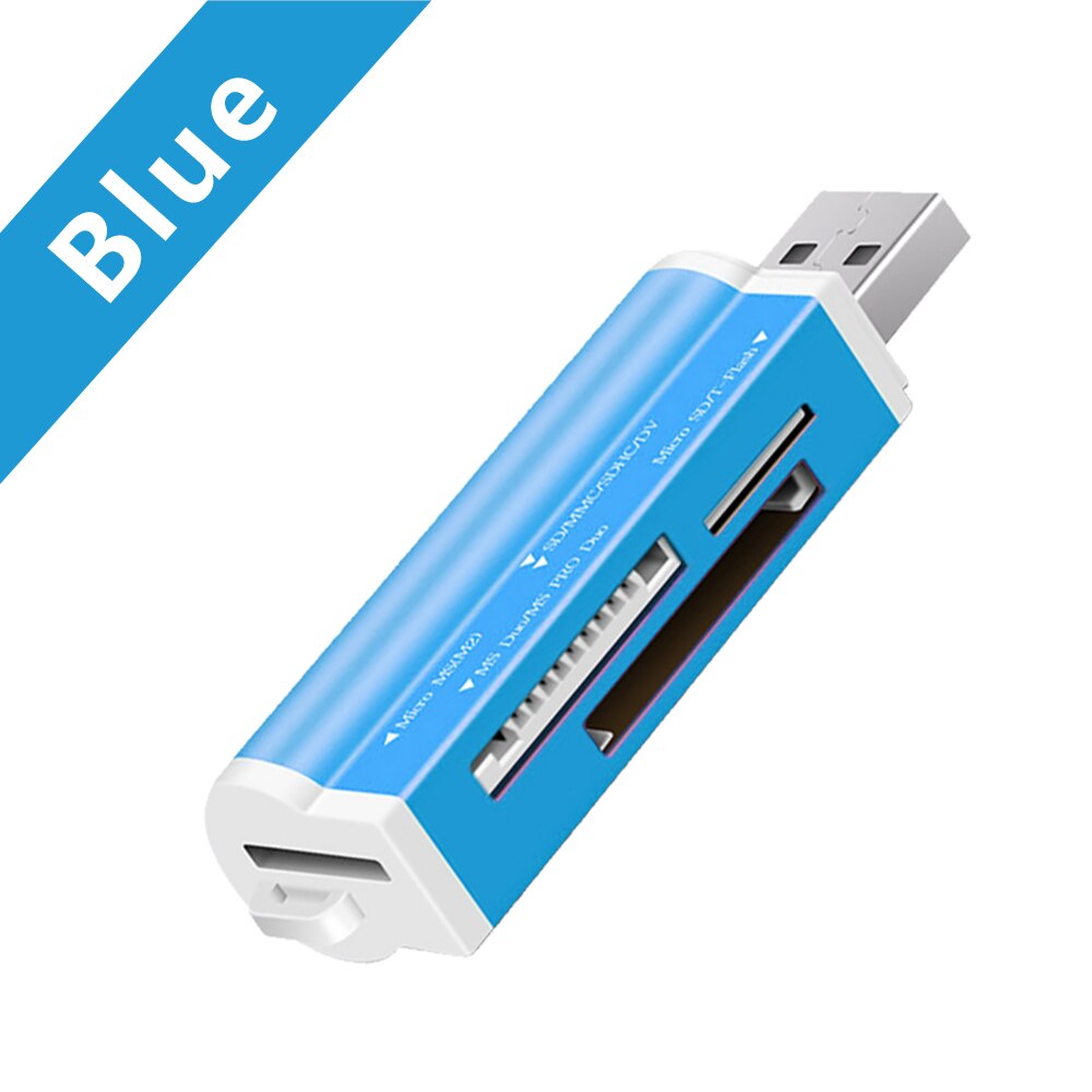 Adaptateur usb 4 in pour lecteur 1 2.0 mémoire micro sd tf  m2 mmc ms pro duo: Bleu