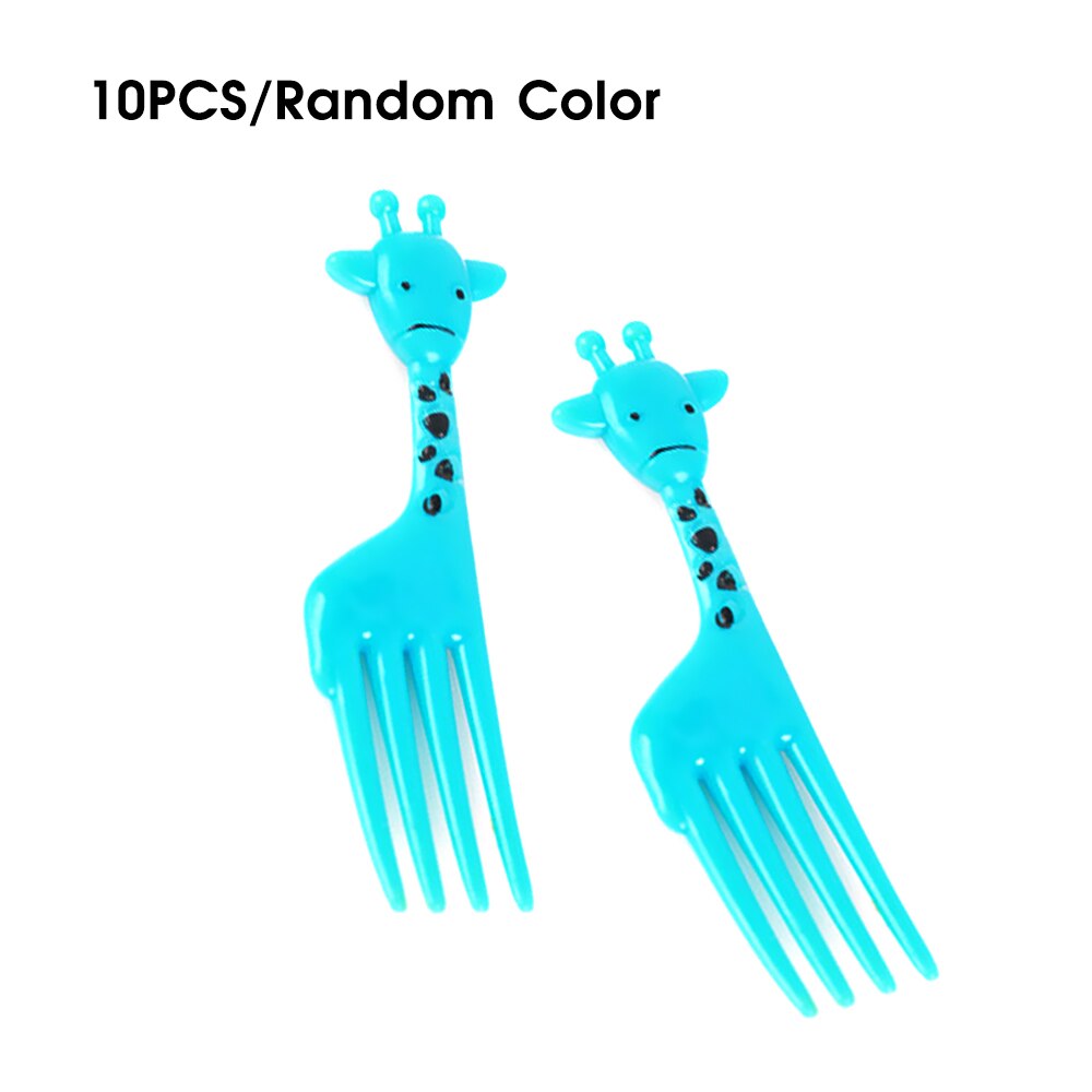 10pcs/Set Animal Fruit Fork Mini Cartoon Children Snack Cake Dessert Food Fruit Selection Toothpick Lunch Box Party Decoration: giraffe 10pcs